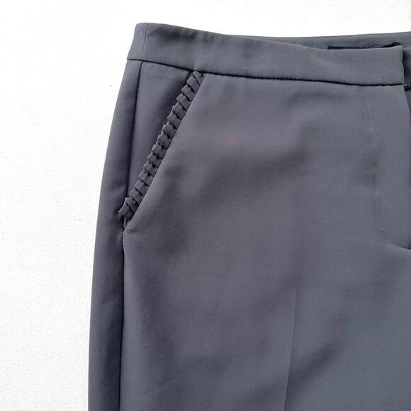 Zac & Rachel Pants Gray Ruffle Pockets Tapered Ankle Office Dress Slacks Size 12 - Picture 9 of 10